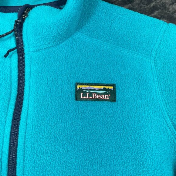 L.L.Bean Womens Full-Zip Turquoise Fleece Jacket Size L 14-16 Lightweight Warm O - Picture 3 of 10